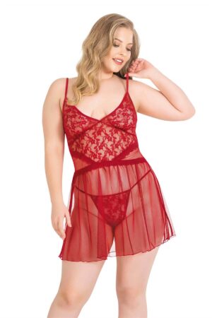 Deluxerie Set Babydoll de dimensiuni mari Perla